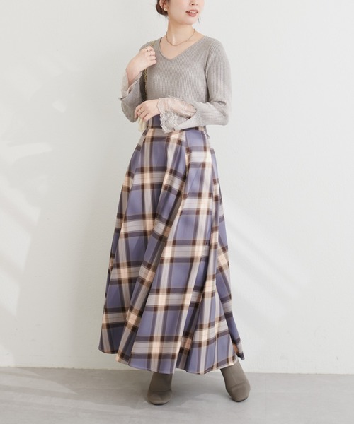 natural couture（ナチュラルクチュール）の「前後2WAY袖口レースリブニット（Tシャツ/カットソー・レディース・チャコールグレー/グレー系その他/サックスブルー/その他1/グレイッシュベージュ/ブラック/オフホワイト・FREE）」の17枚目の写真