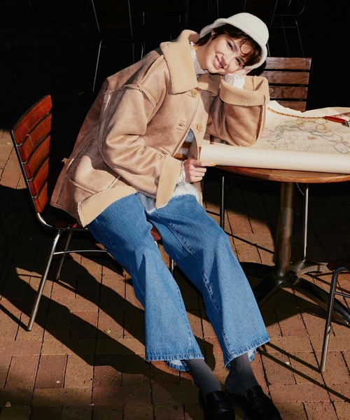 w closet（ダブルクローゼット）の「BIGカラーリバーシブルムートンコート（ムートンコート・レディース・ブラック/ライトベージュ/ベージュ・FREE）」の5枚目の写真