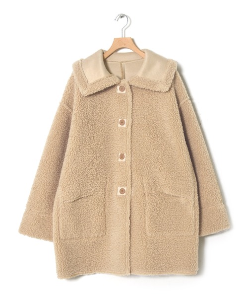 w closet（ダブルクローゼット）の「BIGカラーリバーシブルムートンコート（ムートンコート・レディース・ブラック/ライトベージュ/ベージュ・FREE）」の8枚目の写真