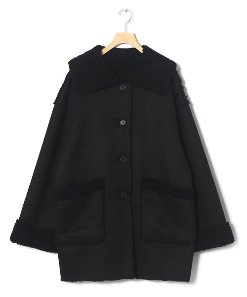 w closet（ダブルクローゼット）の「BIGカラーリバーシブルムートンコート（ムートンコート・レディース・ブラック/ライトベージュ/ベージュ・FREE）」の6枚目の写真