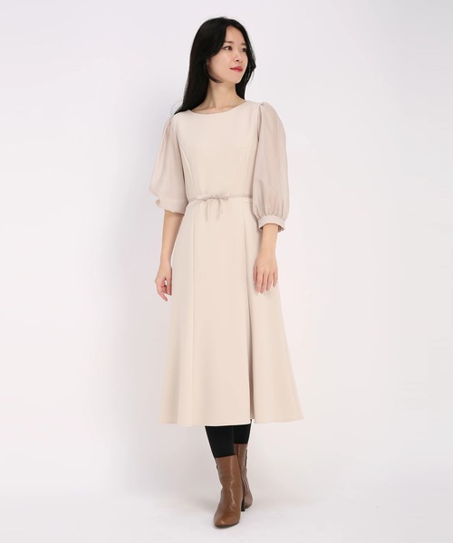 STRAWBERRY-FIELDS（ストロベリーフィールズ）の「マットジャージ＊フローラクロス　ワンピース（ワンピース・レディース・ネイビー/ブラック/ベージュ・2）」の13枚目の写真