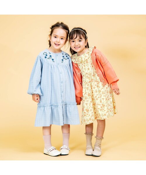 Seraph（セラフ）の「ラッフルカラーワンピース（ワンピース・キッズ・チェック/その他3/サックスブルー・90/100/110/120/80/130/95/140）」の8枚目の写真