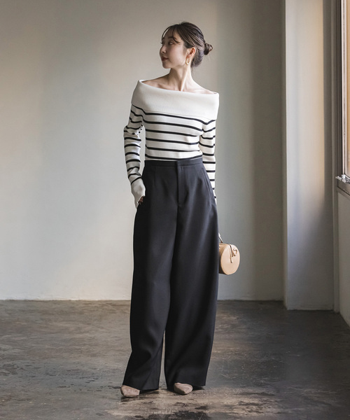 Noble（ノーブル）の「バックサテンカーブシルエットパンツ