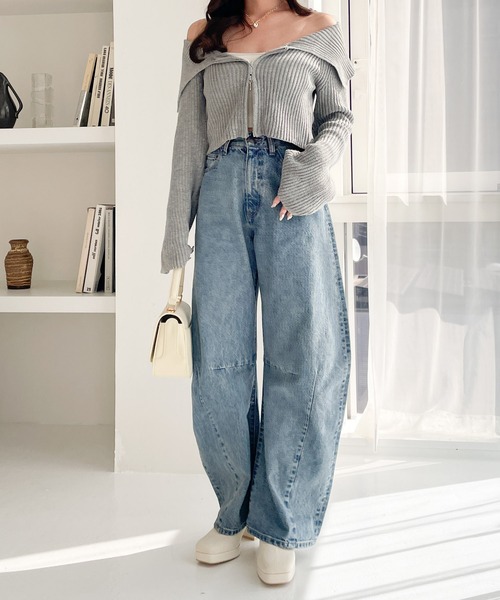 Heather(ヘザー)の「Denim Curve Pants 994789(デニムパンツ・レディース・ブルー/ブラック・S/M)」の14枚目の写真