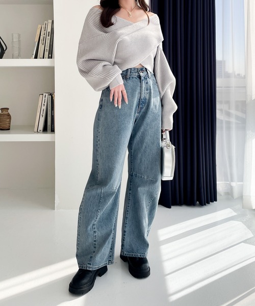 Heather(ヘザー)の「Denim Curve Pants 994789(デニムパンツ・レディース・ブルー/ブラック・S/M)」の17枚目の写真