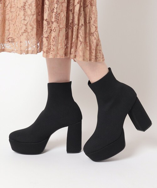 ESPERANZA(エスペランサ)の「【ラク盛り/ショートブーツ】リピーター続出/脚長美脚 厚底ニットショートブーツ(ブーツ・レディース・チョコ/ブラック系2・S/M/L/LL)」の19枚目の写真