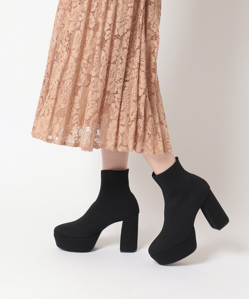 ESPERANZA(エスペランサ)の「【ラク盛り/ショートブーツ】リピーター続出/脚長美脚 厚底ニットショートブーツ(ブーツ・レディース・チョコ/ブラック系2・S/M/L/LL)」の20枚目の写真