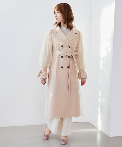 MAJESTIC LEGON（マジェスティックレゴン）の「チュールレイヤードトレンチコート（トレンチコート・レディース・ベージュ/アイボリー・SMALL/MEDIUM）」の16枚目の写真