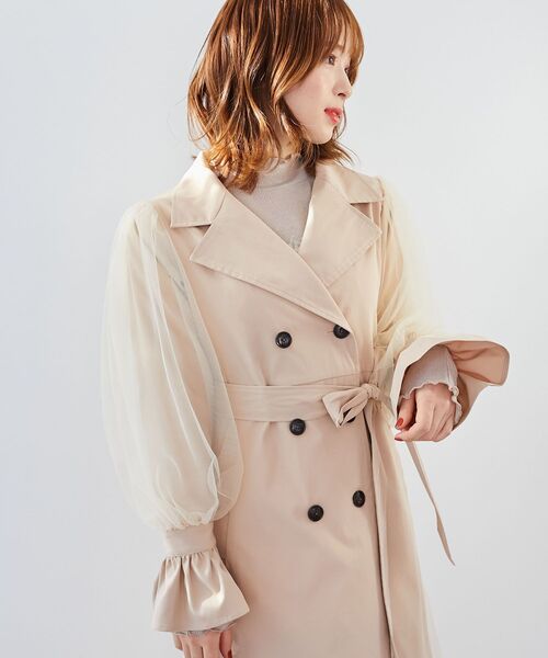 MAJESTIC LEGON（マジェスティックレゴン）の「チュールレイヤードトレンチコート（トレンチコート・レディース・ベージュ/アイボリー・SMALL/MEDIUM）」の17枚目の写真
