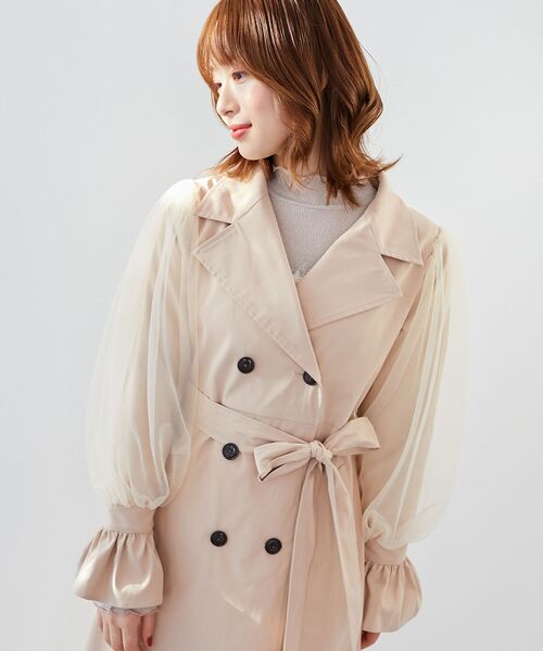 MAJESTIC LEGON（マジェスティックレゴン）の「チュールレイヤードトレンチコート（トレンチコート・レディース・ベージュ/アイボリー・SMALL/MEDIUM）」の18枚目の写真