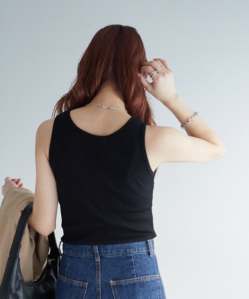 DISCOAT（ディスコート）の「リブタンクトップ（タンクトップ・レディース・グリーン/ブラック/オフホワイト/グレー・FREE）」の21枚目の写真