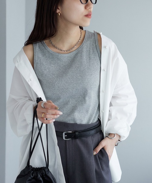 DISCOAT（ディスコート）の「リブタンクトップ（タンクトップ・レディース・グリーン/ブラック/オフホワイト/グレー・FREE）」の18枚目の写真