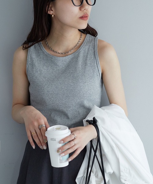 DISCOAT（ディスコート）の「リブタンクトップ（タンクトップ・レディース・グリーン/ブラック/オフホワイト/グレー・FREE）」の17枚目の写真