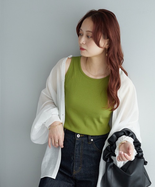 DISCOAT（ディスコート）の「リブタンクトップ（タンクトップ・レディース・グリーン/ブラック/オフホワイト/グレー・FREE）」の11枚目の写真