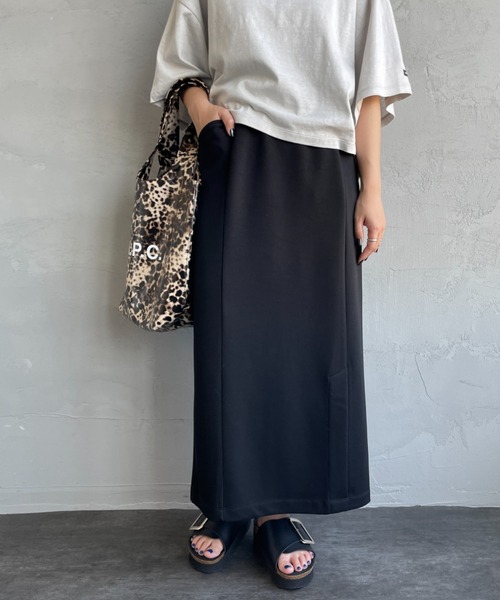 切り替えデザインナロースカート ブラック 0 （ジップデザインナロー  