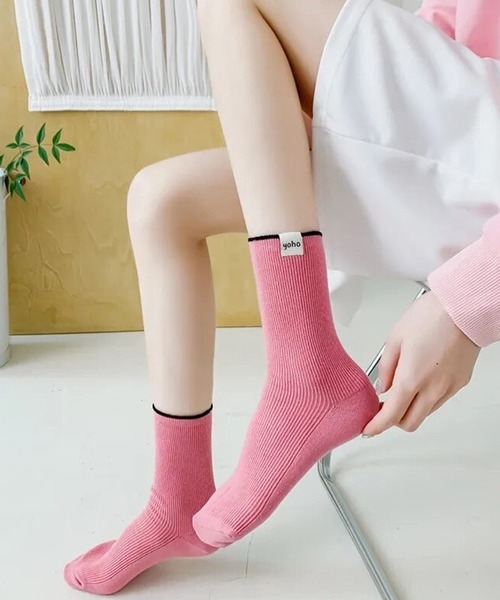 セール】【 Port / ポート 】 ワンポイント タグ 配色ライン ソックス