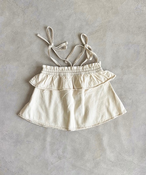 Life Support Products(ライフサポートプロダクツ)の「【COTTON from U.S.A】デニムキャミチュニック(90~150cm)(チュニック・キッズ・ネイビー/キナリ/ストライプ・100/150/140/130/120/110/90)」の2枚目の写真