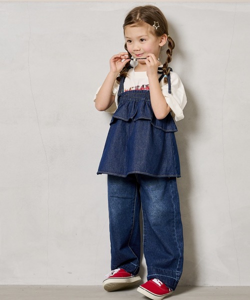 Life Support Products(ライフサポートプロダクツ)の「【COTTON from U.S.A】デニムキャミチュニック(90~150cm)(チュニック・キッズ・ネイビー/キナリ/ストライプ・100/150/140/130/120/110/90)」の5枚目の写真