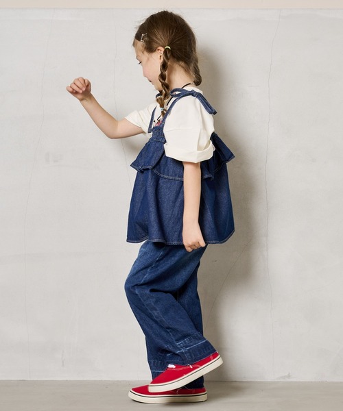 Life Support Products(ライフサポートプロダクツ)の「【COTTON from U.S.A】デニムキャミチュニック(90~150cm)(チュニック・キッズ・ネイビー/キナリ/ストライプ・100/150/140/130/120/110/90)」の7枚目の写真