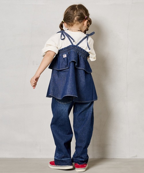 Life Support Products(ライフサポートプロダクツ)の「【COTTON from U.S.A】デニムキャミチュニック(90~150cm)(チュニック・キッズ・ネイビー/キナリ/ストライプ・100/150/140/130/120/110/90)」の8枚目の写真