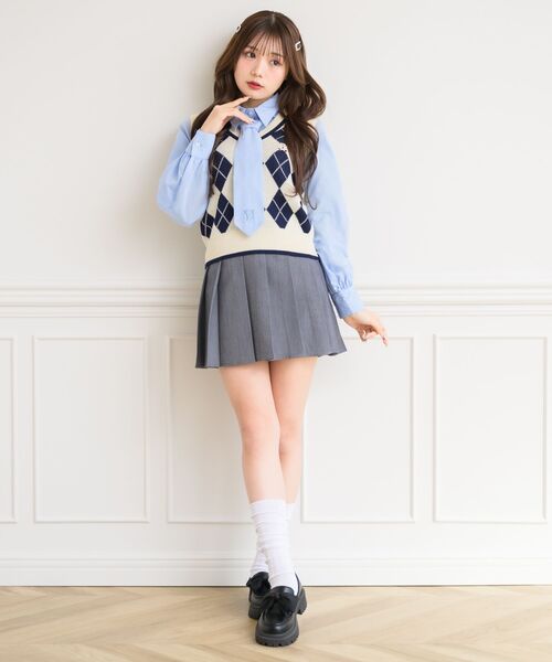 ems excite（エムズエキサイト）の「アーガイルNTベスト（ベスト・レディース・ブルー/ナチュラル/ベージュ・FREE）」の7枚目の写真