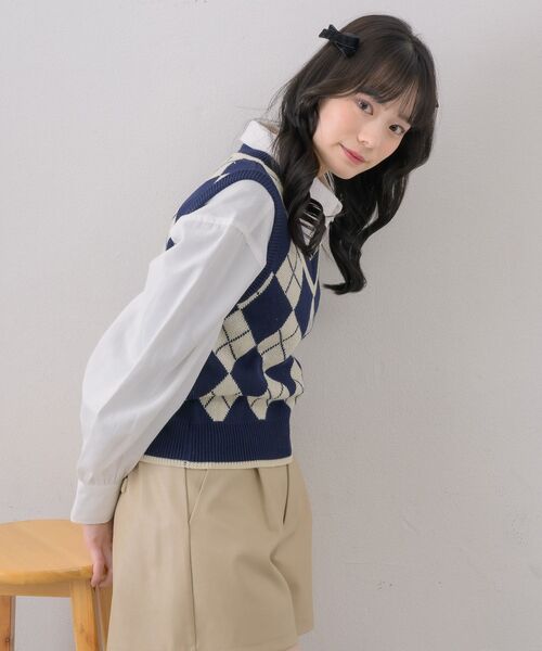 ems excite（エムズエキサイト）の「アーガイルNTベスト（ベスト・レディース・ブルー/ナチュラル/ベージュ・FREE）」の21枚目の写真