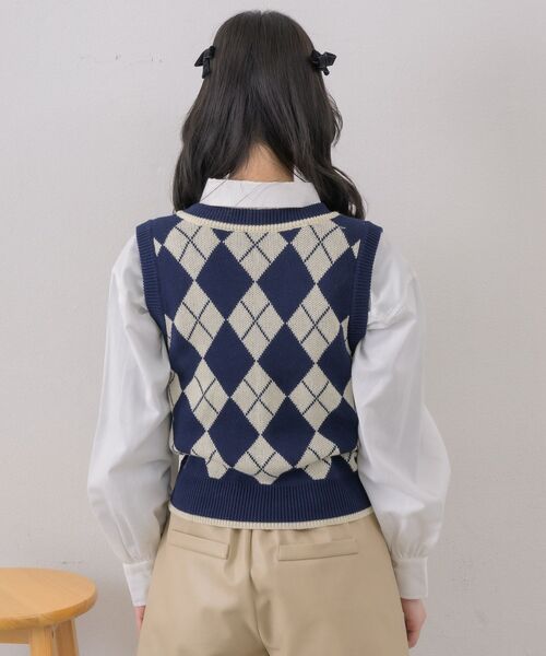 ems excite（エムズエキサイト）の「アーガイルNTベスト（ベスト・レディース・ブルー/ナチュラル/ベージュ・FREE）」の14枚目の写真