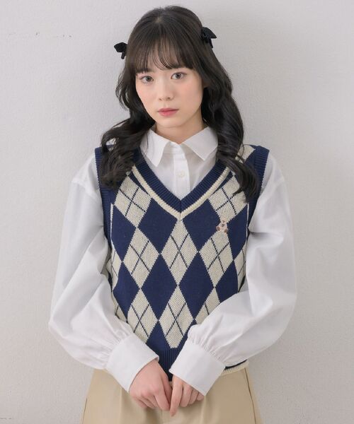 ems excite（エムズエキサイト）の「アーガイルNTベスト（ベスト・レディース・ブルー/ナチュラル/ベージュ・FREE）」の17枚目の写真