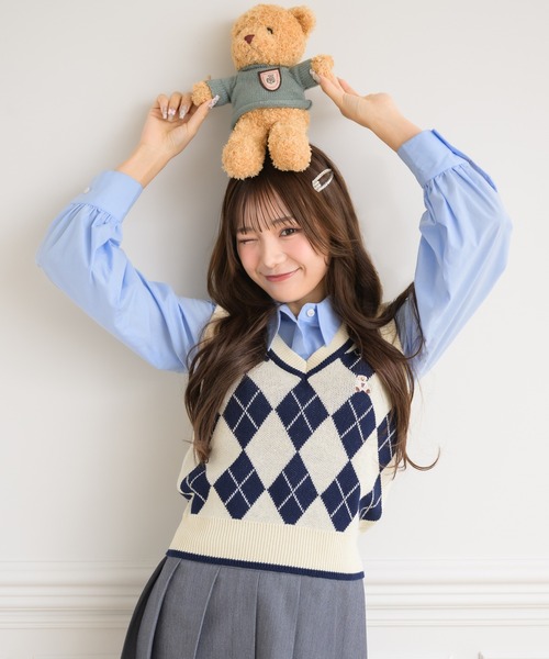 ems excite（エムズエキサイト）の「アーガイルNTベスト（ベスト・レディース・ブルー/ナチュラル/ベージュ・FREE）」の11枚目の写真