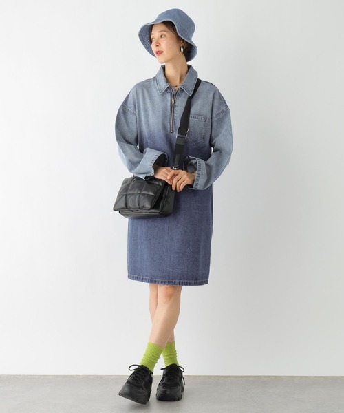 LEPSIM（レプシィム）の「デニムハーフジップチュニックワンピース　992087（ワンピース・レディース・チャコールグレー/ブルー・FREE）」の10枚目の写真