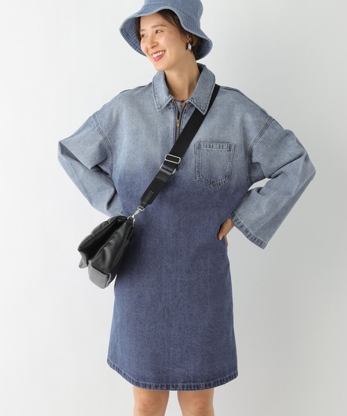 LEPSIM（レプシィム）の「デニムハーフジップチュニックワンピース　992087（ワンピース・レディース・チャコールグレー/ブルー・FREE）」の13枚目の写真