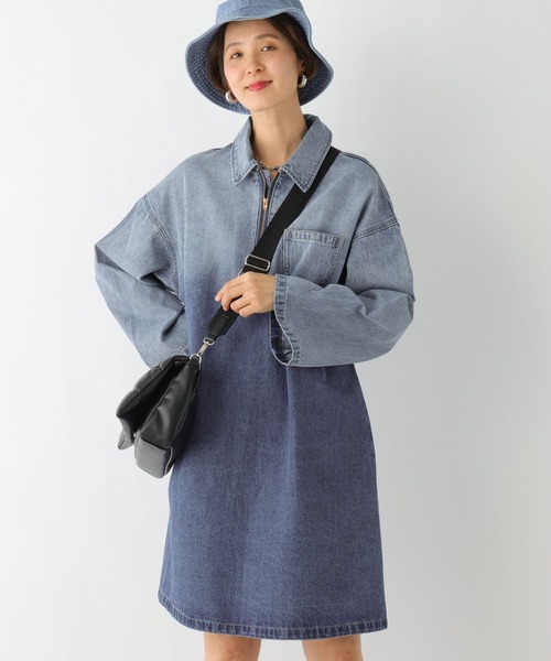 LEPSIM（レプシィム）の「デニムハーフジップチュニックワンピース　992087（ワンピース・レディース・チャコールグレー/ブルー・FREE）」の14枚目の写真