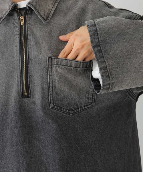 LEPSIM（レプシィム）の「デニムハーフジップチュニックワンピース　992087（ワンピース・レディース・チャコールグレー/ブルー・FREE）」の20枚目の写真