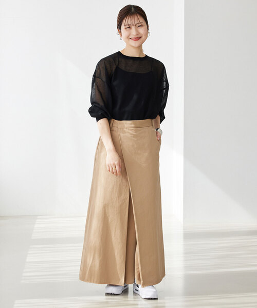 SLOBE IENA（スローブイエナ）の「シアーニットプルオーバー（ニット/セーター・レディース・キャメル/ベージュ系その他/グリーン/ブラック・FREE）」の8枚目の写真