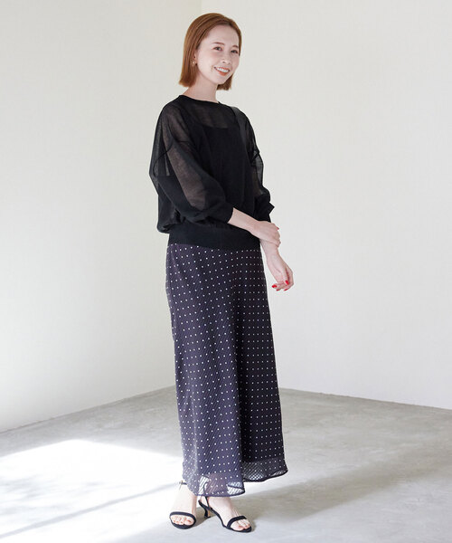 SLOBE IENA（スローブイエナ）の「シアーニットプルオーバー（ニット/セーター・レディース・キャメル/ベージュ系その他/グリーン/ブラック・FREE）」の10枚目の写真