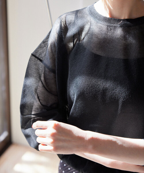 SLOBE IENA（スローブイエナ）の「シアーニットプルオーバー（ニット/セーター・レディース・キャメル/ベージュ系その他/グリーン/ブラック・FREE）」の15枚目の写真