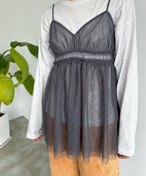 EPIMI E'PIMMY（エピミエピミー）の「チュールキャミフリルチュニック（シャツ/ブラウス・レディース・ブラック/グレー/オフホワイト・MEDIUM）」の7枚目の写真