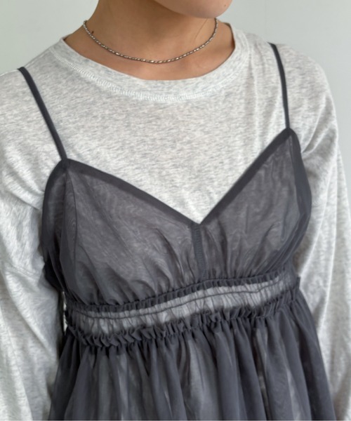 EPIMI E'PIMMY（エピミエピミー）の「チュールキャミフリルチュニック（シャツ/ブラウス・レディース・ブラック/グレー/オフホワイト・MEDIUM）」の6枚目の写真