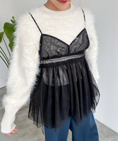 EPIMI E'PIMMY（エピミエピミー）の「チュールキャミフリルチュニック（シャツ/ブラウス・レディース・ブラック/グレー/オフホワイト・MEDIUM）」の14枚目の写真