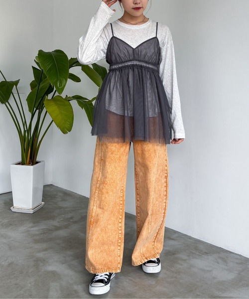 EPIMI E'PIMMY（エピミエピミー）の「チュールキャミフリルチュニック（シャツ/ブラウス・レディース・ブラック/グレー/オフホワイト・MEDIUM）」の8枚目の写真