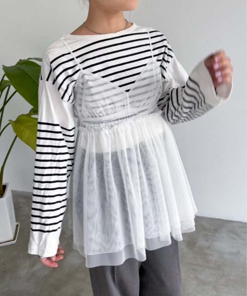 EPIMI E'PIMMY（エピミエピミー）の「チュールキャミフリルチュニック（シャツ/ブラウス・レディース・ブラック/グレー/オフホワイト・MEDIUM）」の10枚目の写真