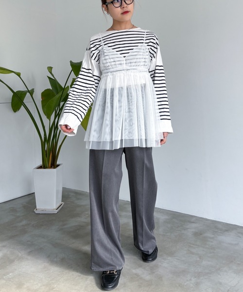 EPIMI E'PIMMY（エピミエピミー）の「チュールキャミフリルチュニック（シャツ/ブラウス・レディース・ブラック/グレー/オフホワイト・MEDIUM）」の17枚目の写真