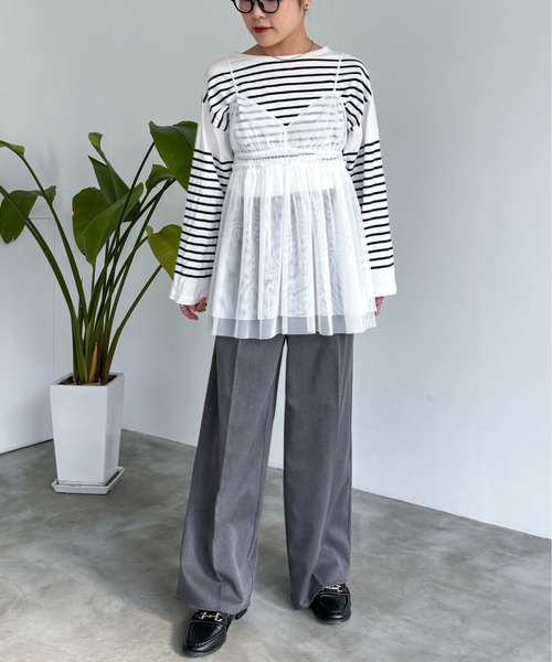 EPIMI E'PIMMY（エピミエピミー）の「チュールキャミフリルチュニック（シャツ/ブラウス・レディース・ブラック/グレー/オフホワイト・MEDIUM）」の9枚目の写真