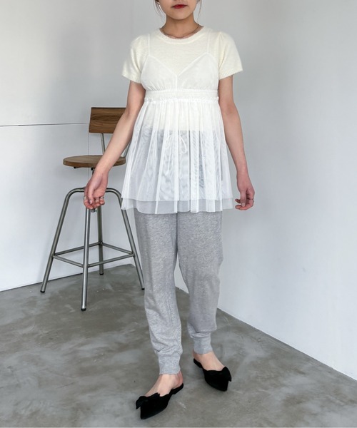 EPIMI E'PIMMY（エピミエピミー）の「チュールキャミフリルチュニック（シャツ/ブラウス・レディース・ブラック/グレー/オフホワイト・MEDIUM）」の5枚目の写真