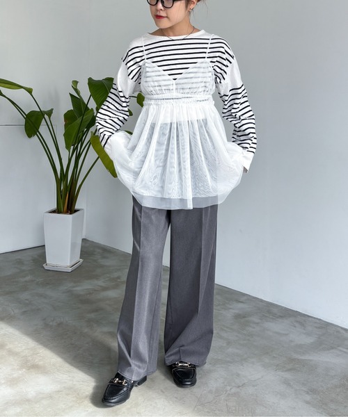 EPIMI E'PIMMY（エピミエピミー）の「チュールキャミフリルチュニック（シャツ/ブラウス・レディース・ブラック/グレー/オフホワイト・MEDIUM）」の11枚目の写真