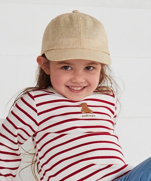 petit main（プティマイン）の「雑材風バックリボンキャップ（キャップ・キッズ・ライトベージュ/ブラック・50cm/52cm/54cm）」の14枚目の写真