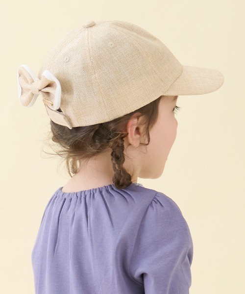 petit main（プティマイン）の「雑材風バックリボンキャップ（キャップ・キッズ・ライトベージュ/ブラック・50cm/52cm/54cm）」の12枚目の写真