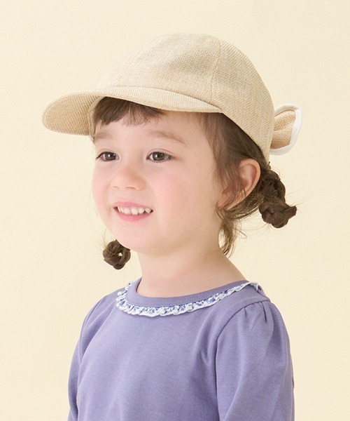 petit main（プティマイン）の「雑材風バックリボンキャップ（キャップ・キッズ・ライトベージュ/ブラック・50cm/52cm/54cm）」の11枚目の写真