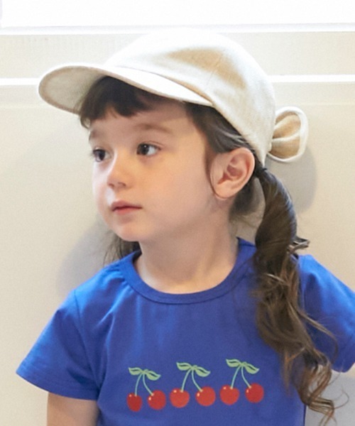 petit main（プティマイン）の「雑材風バックリボンキャップ（キャップ・キッズ・ライトベージュ/ブラック・50cm/52cm/54cm）」の18枚目の写真