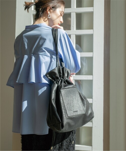 OPAQUE.CLIP(オペークドットクリップ)の「◆【軽量/A4収納可】4color/巾着トートバッグ(トートバッグ・レディース・ベージュ/ブラック/チャコールグレー/ライトグレー/シルバー・00)」の8枚目の写真